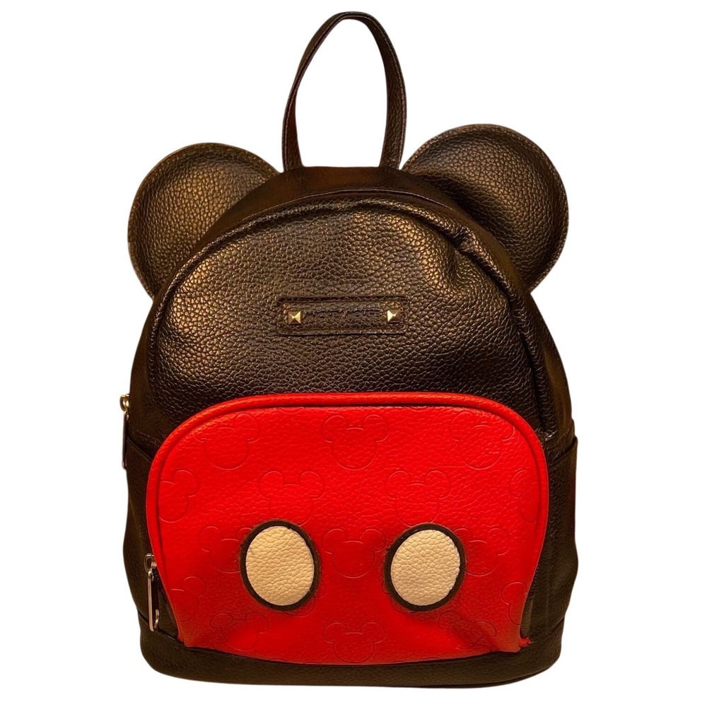 Disney Mickey Mouse Cosplay Mini Backpack 3D Ears Red Shorts Black Faux Leather‎